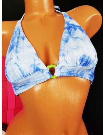 Треугольный топ VICTORIA`S SECRET  Plunge Halter Push up Top Bikini Blue Tie-Dye